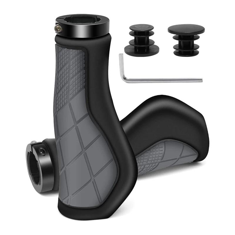 Punhos de bicicleta ergonômicos antiderrapantes, guidão de borracha, Punhos de bicicleta, 22.2mm, E-Bike, Cinza - Image 1