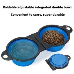 Tigela dupla dobrável 2 em 1 para animais de estimação, tigela para beber, portátil, ao ar livre, viagem, cachorro, gato, 1 pc - Image 1