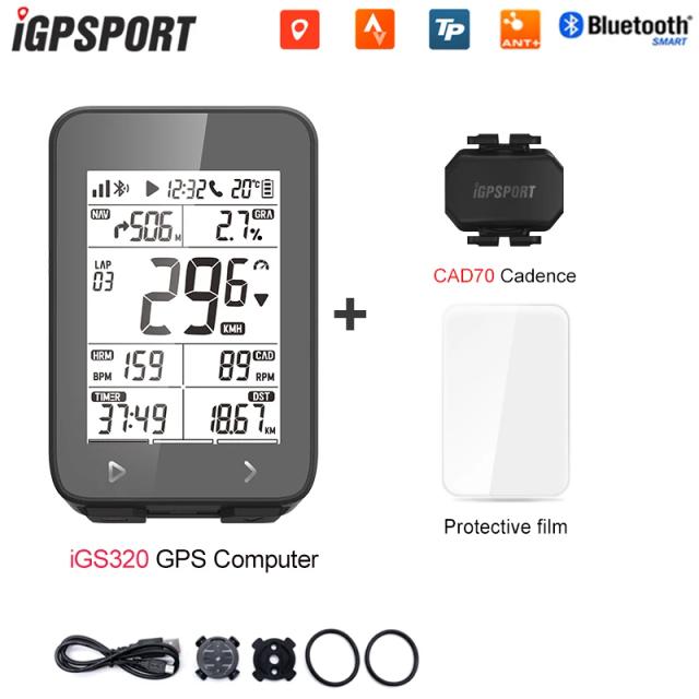 Computador de Bicicleta IGS 320 com Mapa Offline, Odômetro e Suporte para Mudança Eletrônica - Ideal para Ciclismo Global