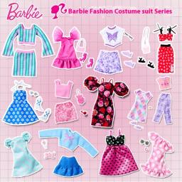 Autêntico barbie boneca moda conjunto de roupas guarda-roupa vestir-se meninas brinquedo acessórios crianças playtime bonecas realistas - Image 1