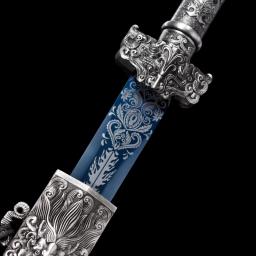 Chinês Kongfu Han Jian Espada, 1060 Lâmina De Aço Carbono, Real Full Tang, Sharp, Pronto Punho De Metal Batalha, Prata Arma Do Dragão, Katana - Image 2