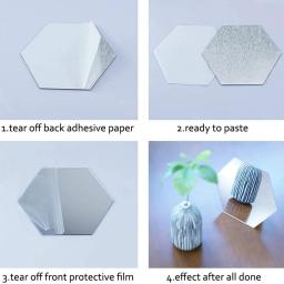 Adesivos de parede com espelho estilo nórdico, espelho hexagonal 3D, decalque removível, mural para bricolage, casa, sala de estar, acrílico - Image 4