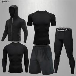 Terno esportivo masculino ginásio de fitness compressão conjunto roupas esportivas correndo jogging esporte wear roupas exercício rashguard mma treino masculino - Image 3