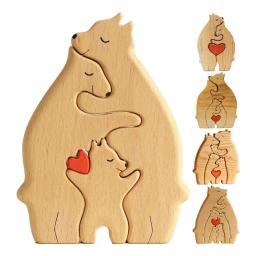 Urso de madeira Estátua Family Art Puzzle, Desktop Ornamento, Coração Puzzle, Decoração Home, Dia das Mães, Presente de Aniversário - Image 6