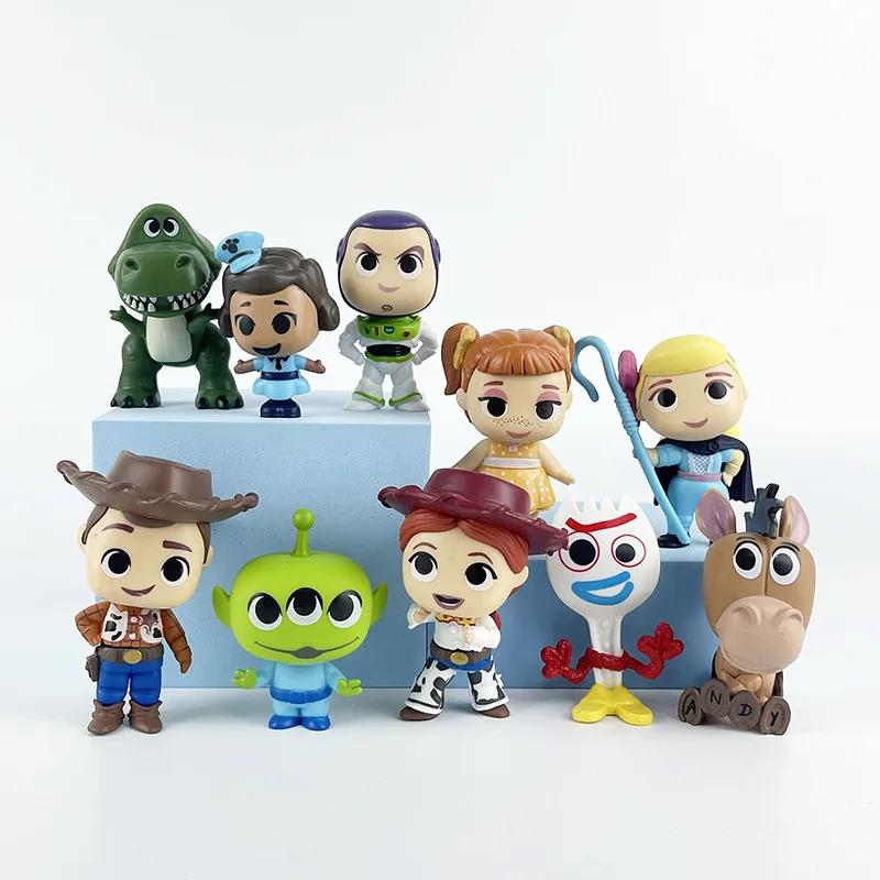 Action Figure Modelo Bonecas para Crianças, Cartoon Movie Toy Story, Woody Buzz Lightyear, Versão Q, Brinquedos Infantis, Presente de Natal, 10 peças por conjunto - Image 1