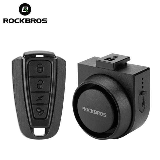 Campainha Anti-Roubo ROCKBROS para Bicicletas - Anel à Prova d'Água, Recarregável Tipo C com Controle Remoto e Buzina Elétrica