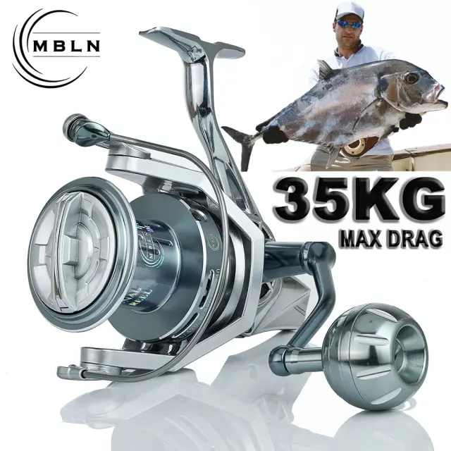 MBLN Carretel de Pesca Giratório 35kg 90% Metal Água Salgada