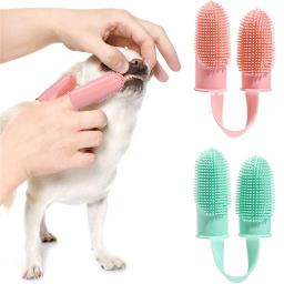 Silicone Finger Pet Toothbrush Escovas de dentes super macias para cães Ferramenta de limpeza de dentes Mau cuidado da respiração Nontoxic Cat Cleaning Supplies - Image 1