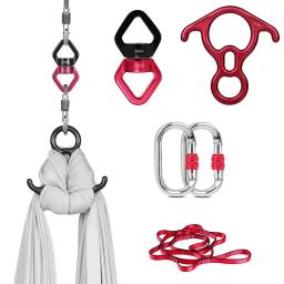 Pesados 1 conjunto de yoga ferragem voando sedas aéreas balanço giratório conjunto para indoor yoga hammock escalada em rocha - Image 1
