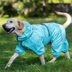 Casaco impermeável para cães grandes, Capa de chuva para cães, Casaco respirável macio, À prova de neve, Windproof, Pet Safety, Casaco com pernas ao ar livre - Image 3