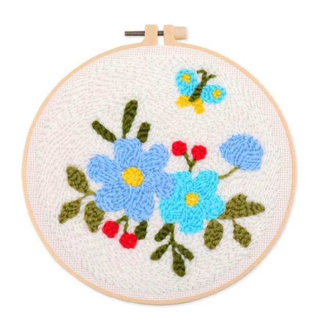 Kits de Iniciação em Bordado com Punch Needle para Amantes de Artesanato: Tecido com Fios Padrão e Elementos de Bordado Hoo