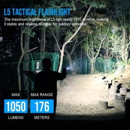 Trustfire l5 1000lm edc lanterna tática usb portátil recarregável tocha mini luz led com clipe traseiro para acampamento de emergência - Image 2