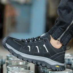 Sapatos de segurança de dedo do pé de aço homens botas de segurança de trabalho leve respirável confortável tênis botas masculinas sapatos antiderrapantes - Image 3
