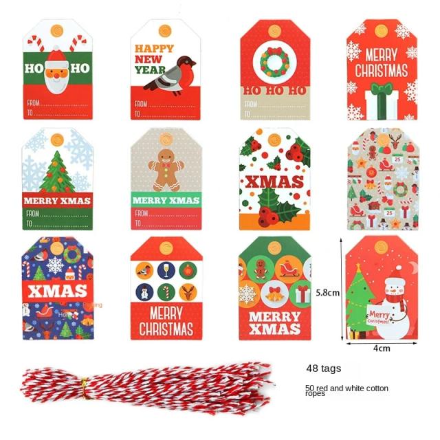 Etiquetas de Papel Kraft para Presentes de Natal - 50 Peças de Tags DIY com Tema de Papai Noel e Decorações de Ano Novo