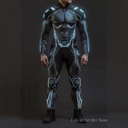 Cyberpunk masculino feminino armadura mecânica macacão festa de halloween cosplay steampunk traje festa lutador elástico bodysuits macacão - Image 5