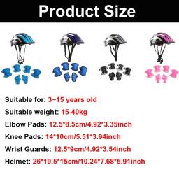 Conjunto de engrenagens protetoras para ciclismo, capacete infantil, cotovelo e pulso, capacete de bicicleta, skate e scooter BMX, patinação, esportes, 7PCs - Image 2