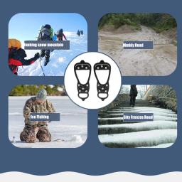 Pinça de gelo de 8 dentes para sapatos inverno ao ar livre antiderrapante caminhadas alpinismo gelo neve crampons antiderrapante capas de sapato - Image 6
