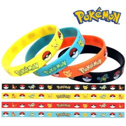 Pokémon Pikachu Pulseira De Silicone Para Crianças, Figuras De Ação Anime, Pulseiras Dos Desenhos Animados, Presentes De Festa Cosplay, 12Pcs - Image 4