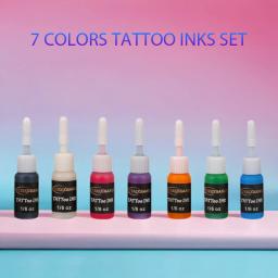 Pigmento de Tinta de Tatuagem com Caixa, Kits Corporais, Tintas de Beleza Profissionais, Maquilhagem, Semi-Permanente, 5ml, 10 Cores, 7 Cores - Image 1