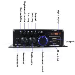 Amplificador de Potência HiFi AK380 para Carro, Alto-falante Amplificador de Áudio Estéreo BASS, Classe D, Som Doméstico, 12V, 800W - Image 4