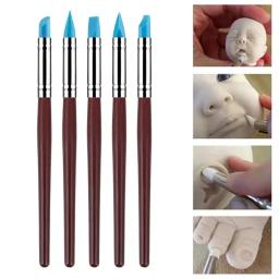 Silicone Clay Sculpting Tool, Ferramenta de Modelagem & Pottery Craft Uso para DIY Artesanato, Escova De Silicone, Escultura Cerâmica DIY, 5Pcs - Image 1