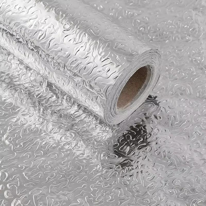 Papel De Folha De Alumínio Impermeável, Resistente A Alta Temperatura, Adesivos De Parede Resistentes A Óleo, Armários De Cozinha - Image 1