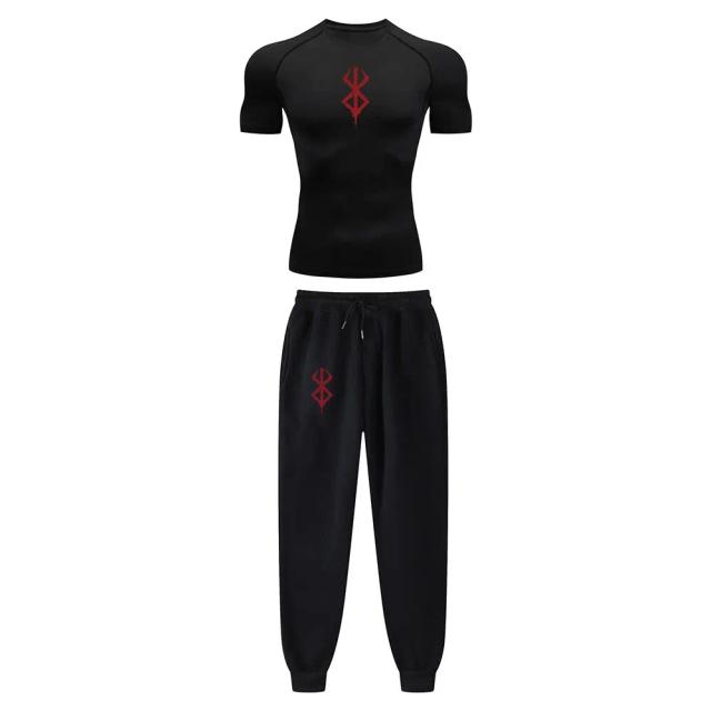 Camisas e Moletom Berserk para Homens: Conjunto de Compressão Atlético com Estampa Tripas e Secagem Rápida