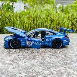 Modelo de carro de corrida para crianças, MSZ 1:24, BMW M6 GT3, puxão leve e sonoro, coleção para meninos - Image 2