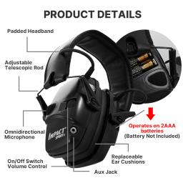 Earmuff anti-ruído tático para caça e tiro, fones de ouvido eletrônicos, redução de ruído, proteção auditiva, proteção auditiva - Image 3
