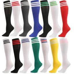 Meias de compressão unisex para o futebol, antiderrapante, longo, joelho, listrado, para o futebol, corrida, atlético - Image 1