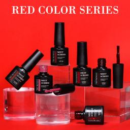 MEET ACROSS-Esmalte Semi Permanente, Soak Off Gel, Verniz UV, Base de Manicure, Top Coat Matte, Nail Art, Cristal, Vermelho, 7ml - Image 5