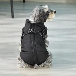 Impermeável grande Pet Dog Jacket com arnês, inverno quente cachorro roupas, casaco Labrador, Big Dog Outfit, Chihuahua, buldogue francês - Image 4