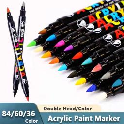 168/84/36 cores marcador de tinta acrílica cabeça dupla cor canetas marcadoras para caligrafia graffiti arte suprimentos papelaria escolar - Image 1