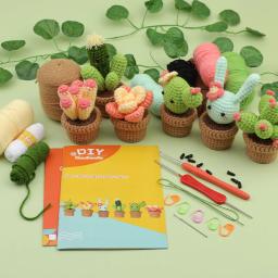 MIUSIE-Iniciante Crochet Kit, Cacto em vaso de planta, Crochet criativo, DIY Keychai Tricô, Chaveiro, Crochet Dolls Material Pack - Image 1