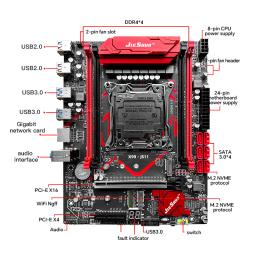 Conjunto de Placa Mãe JIESHUO X99-JS11 para Jogos com Processador Xeon E5-2680 V4 Compatível com RAM DDR4 2133MHz Dual-Channel e WiFi - Image 4