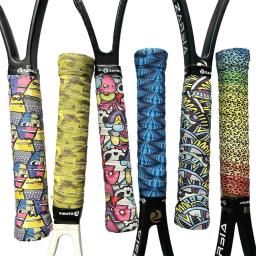 Overgrips de raquete de badminton multicoloridos, nova impressão autoadesiva, faixa de tênis, absorção de choque, suprimentos esportivos - Image 3