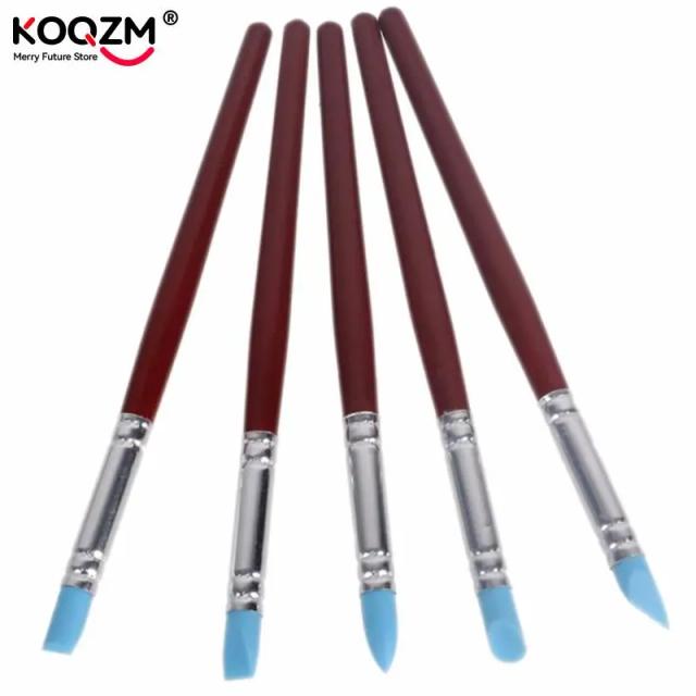 Conjunto de 5 Ferramentas de Argila para Cerâmica: Escultura, Artesanato e Modelagem com Caneta de Silicone e Escova