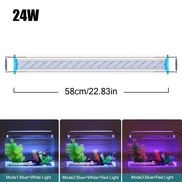 Luz LED para Aquários com Suporte Ajustável, Lâmpada para Peixes e Plantas, À Prova de Respingos, Plugue UE, 3 Modos de Cores, 4 Linhas, 220V