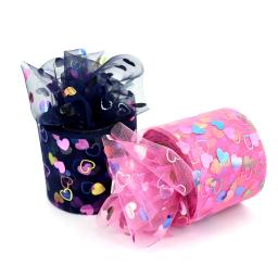 Rolos de tule com corações coloridos, fita de fita macia, cabelo artesanal Bowknots, Velentine Artesanato Fornecimento, DIY, Patern, 6cm, 25 jardas - Image 3