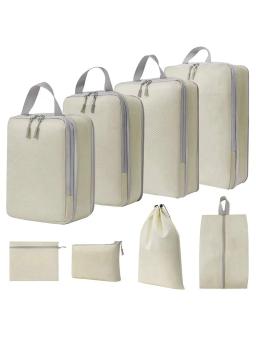 Conjunto de 8 sacos de compressão para viagem saco impermeável, mala de nylon portátil, com bolsa, organizador de bagagem - Image 1