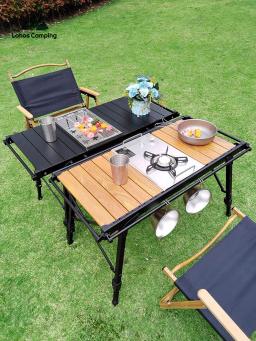 Mesa dobrável leve para acampar, mesa IGT rolo braseiro, perna ajustável, queimador de mesa, churrasco queimando, leve - Image 1