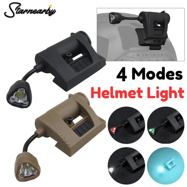Capacete Tático com Lanterna de 4 Modos, Luzes para Cabeça, Laser IR e Cores Verde e Vermelho para Caça e Airsoft