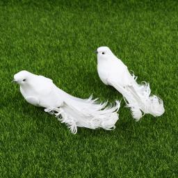 Aves brancas da espuma para a decoração, pena artificial, mini pássaros do ofício, ornamentos DIY - Image 4