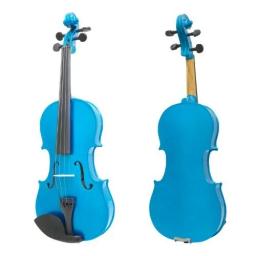 Bow- violino acústico azul com caixa e arco, tamanho completo, fi, madeira de bordo, ideal para estudantes, iniciantes e presente musical, ano 4/4 - Image 2
