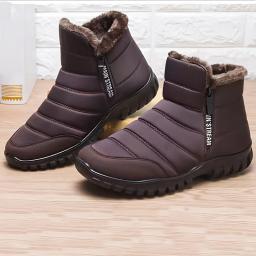Tênis masculinos de algodão quente com zíper botas de tornozelo de neve, sapatos casuais sapatos de grife botas de neve à prova dwaterproof água sapato frete grátis - Image 2