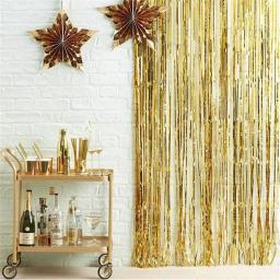 Cortinas franjas de ouro metálico, fundo prateado, aniversário, casamento, chuveiro de bebê, festa de discoteca, decorações, pacote 2 - Image 2