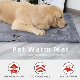 Cama de flanela para animais de estimação, tapete confortável, almofada de aquecimento impermeável para cães e gatos idosos, suprimentos térmicos, inverno - Image 4
