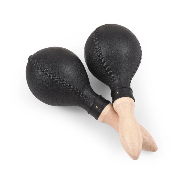 Maracas de Plástico com Punhos de Madeira - Par de Instrumentos Musicais de Percussão para Shows e Ritmos, 25cm