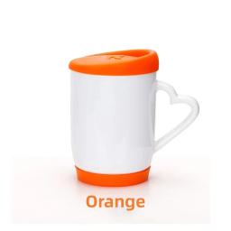 Cerâmica Plain White Canecas com Tampa De Silicone e Inferior, Logotipo Personalizado, Caneca Revestida, Café e Chá Xícara, Sublimação Em Branco, 11oz - Image 3