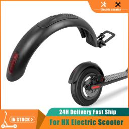 Para-lamas da roda traseira com luz para scooter elétrica hx x7 x8, conjunto de liga de alumínio, gancho de plástico, peças de luz traseira - Image 1